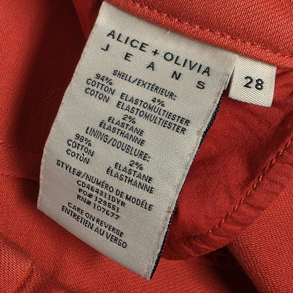 Alice + Olivia Red High-Waist Flare Jeans - Picture 7 of 15